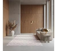 KADIMA DESIGN Tapis géométrique Motif Abstrait Moderne Confortable Robuste Lavable Rose 240x340 cm Salon séjour Chauffage au Sol Ourlet Oeko-TEX | BARKPLUS