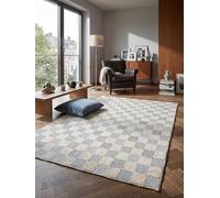 KADIMA DESIGN Tapis Lavable Salon 4 mm Damier Bleu Gris 116x170 cm