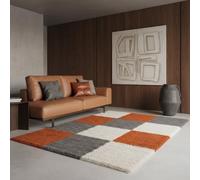KADIMA DESIGN Tapis Shaggy Motif géométrique Doux Moelleux Lavable Durable Terracotta 160x230 cm Salon Chambre Compatible Chauffage au Sol testé sans substances nocives Oeko-TEX | RHEIN