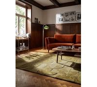 KADIMA DESIGN Tapis séjour 8 mm Laine Cercles Vert Olive 160x230 cm