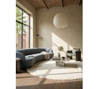 KADIMA DESIGN Tapis Shaggy crème 120 x 120 cm 30 mm Polypropylène Jute Moelleux Lavable Salon Chambre antidérapant Oeko-TEX | RHEIN