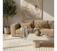 KADIMA DESIGN Tapis Shaggy Motif Géométrique Doux Moelleux Lavable Résistant crème 240x340 cm Salon Chambre Bureau Antidérapant Oeko-TEX Compatible Chauffage au Sol | RIGI