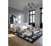 KADIMA DESIGN Tapis Tissé Plat Uni Polyvalent Lavable Noir 140x200 cm Balcon Couloir Antidérapant | PIZOL