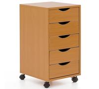 KADIMA DESIGN WL5.924 - Meuble de bureau à roulettes en bois MDF - 33 x 64 x 38 cm - 5 tiroirs - Conteneur moderne à tiroirs avec roulettes - Caisson sur pied