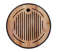 Kadimendium Plateau à thé Rond en Bambou Simple, Plateau de Service Portable, Stockage de L'eau de Drainage, Service à thé pour les Amateurs de (10 pouces)