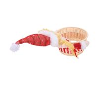 Kadimendium Support de Rangement de Noix de Collation de Noël, Joli Panier Plat, Décoration de Bureau à Thème de Noël, Tissu PVC (Rouge)