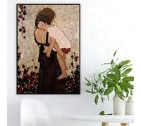 KADING Artiste classique Gustav Klimt une mère tenant un enfant peinture sur toile affiche et impressions photo d'art mural pour la décoration intérieure 55x75 cm cadre intérieur