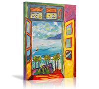 KADING Célèbre peintre Matisse paysage peinture vue à l'extérieur de la fenêtre mur art toile affiches et impressions toile peinture décorative 80x115cm(32x45in) avec cadre