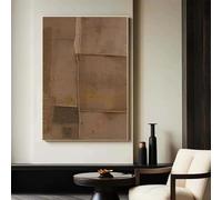KADING Impression sur toile encadrée Art mural abstrait sur toile marron Art mural abstrait marron Peinture moderne pour salon 70x90cm (28x35in) avec cadre