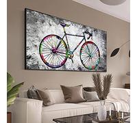 KADING Moderne Graffiti Art Vélo Toile Art Affiches Imprime Vélo Toile Peinture Mur Art Photos pour Salon Décor À La Maison 40x82cm(16x32in) Avec Cadre