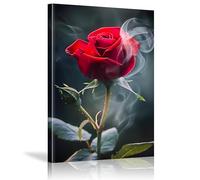 KADING Rose photos décoration murale noir et blanc rouge Rose affiche toile peinture mur Art salon chambre décoration de la maison murale 90x120 cm (35x47in) avec cadre