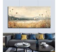 KADING Tableau sur toile aquarelle vintage représentant un paysage champêtre d'automne, décoration murale de style ferme pour salle de bain (75 x 150 cm / 30 x 59in)