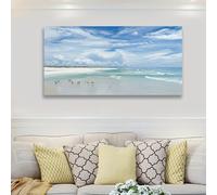 KADING Tableau sur toile représentant des mouettes et des paysages marins, idéal pour une décoration murale nature dans un salon (65 x 120 cm / 26 x 47 pouces)