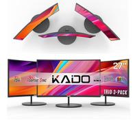 Kado Configuration triple écran - Lot de 3 haut-parleurs intégrés incurvés de 27" 1920 x 1080 1500R 75 Hz VESA pour jeux de bureau (série Trio C27X)
