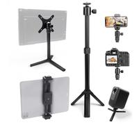 Kado Trépied de moniteur portable en métal de qualité supérieure, durable, 100 x 100 mm, 75 x 75 mm, support mural, plaque adaptateur, tête sphérique à 360° et vis de 6,35 mm compact pour téléphone,