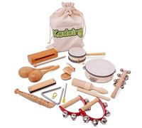 Kadoing® Ensemble d’Instruments de Musique en Bois - 18 pièces - Jouets Montessori - Jouets éducatifs en Bois - Instruments pour Enfants - Jeu Musical