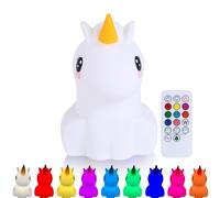 Kadoing® Veilleuse Licorne (Grande) - avec Fonction de Tapotement et Télécommande - Lampe LED de Nuit Rechargeable - Cadeau de Naissance - Jouet - Chambre de Bébé - Lampe Enfant Premium