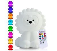 Kadoing® Veilleuse Lion (Grande) - avec Fonction de Tapotement et Télécommande - Lampe LED de Nuit Rechargeable - Cadeau de Naissance - Jouet - Chambre de Bébé - Lampe Enfant Premium