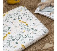 Kadolis - Drap Housse Berceau 50x83 cm Coton Bio - Yukari Douceur | Pour matelas Berceau et Cododo - Extensible - Doux et Respirant - Motif Floral - 100% Coton Bio Certifié GOTS