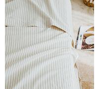 Kadolis - Drap Plat 1 Personne 180x280 cm Percale de Coton Bio Rayé - Drap Plat 1 Place - Respirant et Doux pour Peau Sensible - certifié GOTS - Fabrication Portugal