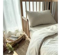 Kadolis - Housse de Couette Bébé 75x120 cm Percale de Coton Bio - Rayé