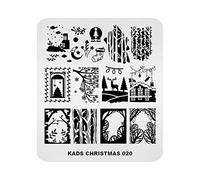 KADS CH020 Plaque de stamping pour nail art Motifs de Noël avec renne, bonhomme de neige, cloche, ballon et sapin de Noël Outil de décoration et de design