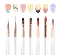 KADS Lot de 7 pinceaux pour nail art, tête en nylon, manche en plastique et métal, plusieurs types de pinceaux pour vernis à ongles, parfaits pour les amateurs de nail art