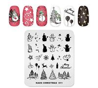 KADS Plaque Stamping Nail Art avec Tampon Grattoir Sets Vernis Outil Image Père Noël/Arbre de Noël/Bonhomme de Neige/Flocon de Neige pour Elle