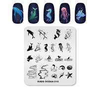 KADS Plaques de stamping pour nail art - Motif océan, hippocampe, coquillage, étoile de mer - Pochoir pour ongles (OC010)