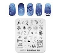 KADS Plaques de stamping pour ongles - Série de Noël - Modèle de tampon à ongles - Père Noël - Bonhomme de neige - Flocons de neige - Arbre de Noël (CH044)