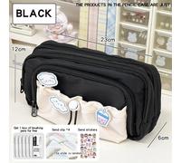 Kadsl-1 Trousse Multifonctionnelle De Grande Capacité Avec Stylo, Clip, Autocollant, Adaptée Aux Écoles Et Aux Bureaux,Black 3-Pce Set