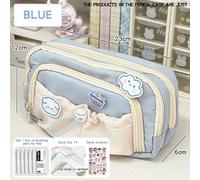 Kadsl-1 Trousse Multifonctionnelle De Grande Capacité Avec Stylo, Clip, Autocollant, Adaptée Aux Écoles Et Aux Bureaux,Blue 3-Pce Set