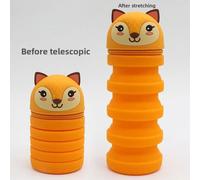 Kadsl-Nouveau Étui À Stylo En Silicone Fermeture Éclair Dessin Animé Porte-Stylo Rétractable Rond Boîte De Papeterie Créative Apprentissage Papeterie Pochette À Crayons,Fox