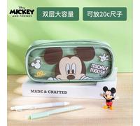 Kadsl-Nouveau Sac À Stylos Disney Stitch, Boîte De Papeterie Double Transparente, Trousse À Crayons De Grande Capacité, Sac De Rangement, Sac D'école Pour Étudiants,Green