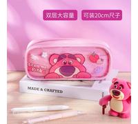 Kadsl-Nouveau Sac À Stylos Disney Stitch, Boîte De Papeterie Double Transparente, Trousse À Crayons De Grande Capacité, Sac De Rangement, Sac D'école Pour Étudiants,Pink