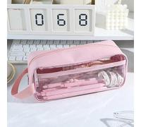 Kadsl-Sac À Crayons Transparent De Grande Capacité, Étui D'école De Style Ins, Porte-Papeterie, Étui À Stylos Portable Étanche, Sac De Rangement Pour Crayons,Pink