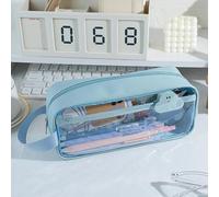 Kadsl-Sac À Crayons Transparent De Grande Capacité, Étui D'école De Style Ins, Porte-Papeterie, Étui À Stylos Portable Étanche, Sac De Rangement Pour Crayons,Sky Blue