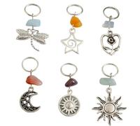 KADSXIYA Lot de 6 anneaux de cheveux tressés bijoux accessoires ethnique anneaux clip cheveux pendentif
