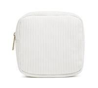 KADSXIYA Petit porte-monnaie en velours côtelé pour femme avec poche zippée et trousse de maquillage, blanc