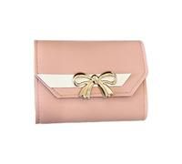 KADSXIYA Pochette à trois volets pour cartes de crédit, porte-monnaie, petit portefeuille portable, rose