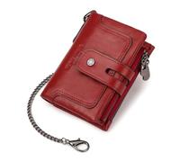 KADSXIYA Portefeuille à trois volets en cuir synthétique avec double fermeture éclair pour homme, Rouge