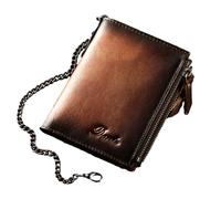 KADSXIYA Portefeuille antivol élégant avec chaîne et fermeture éclair pour cartes et espèces, café