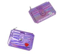 KADSXIYA Portefeuille fin en cuir PU brillant pour argent et cartes de crédit, violet