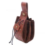 KADSXIYA Sac banane médiéval en cuir Sac banane médiéval Sac latéral en cuir Pochettes pour pièces de monnaie, marron, As derailed discription