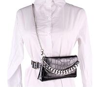 KADSXIYA Sac banane tendance pour femme, sac à bandoulière noir, sac à main décontracté en cuir synthétique, Motif crocodile, As derailed discription