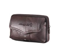 KADSXIYA Sac banane vintage en cuir avec boucle de ceinture, étui de transport pour téléphone portable, café, Horizontal