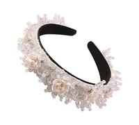 KADSXIYA Serre-tête de luxe pour mariage - Cristal transparent - Avec perles - Motif floral - Pour mariage, banquet, fête - Élastique - Large couronne
