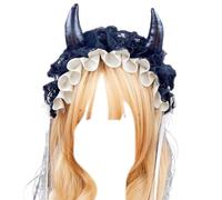 KADSXIYA Serre-tête en forme de corne de diable pour femme - Bandeau plissé en dentelle