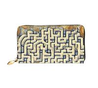 KadUe Labyrinthe Treasure Map Portefeuille en cuir tendance pour femme, plusieurs compartiments pour cartes et espèces, cartes de crédit, Noir , Taille unique, Contemporain