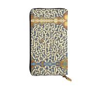 KadUe Labyrinthe Treasure Map Portefeuille en cuir tendance pour femme, plusieurs compartiments pour cartes et espèces, cartes de crédit, Noir , Taille unique, Contemporain
